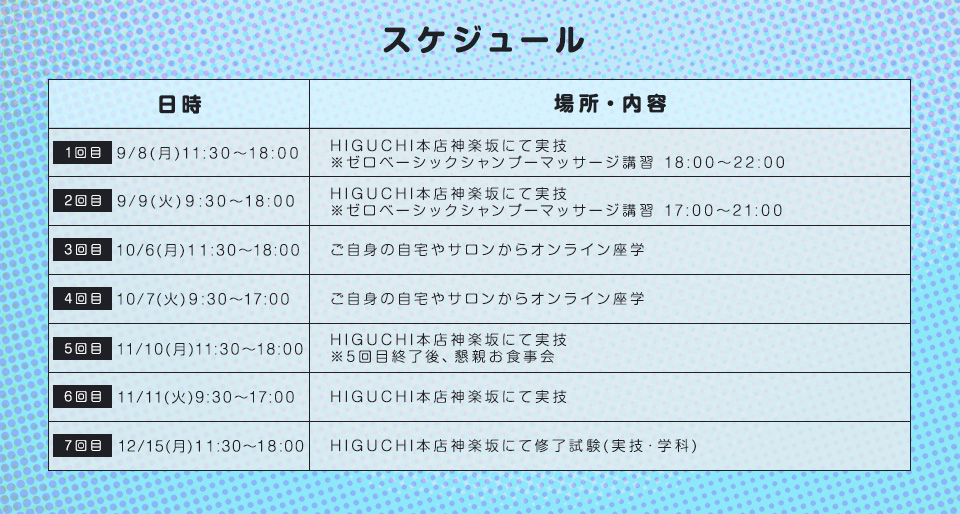 2025年9月スタート生ベーシック&ゼロペーシックコーススケジュール